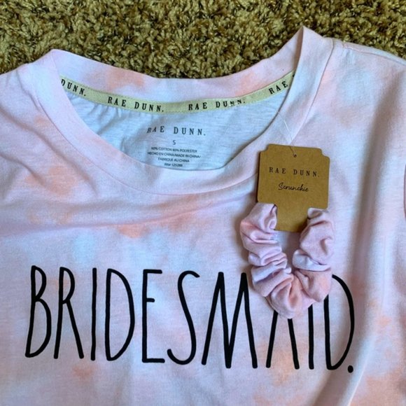 Rae Dunn Bridesmaid Pink and White T-Shirt Soft Cotton Blend - Picture 3 of 4